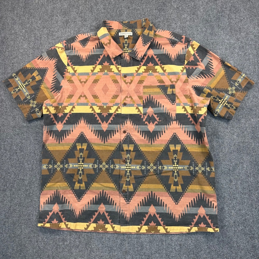FRYE AND CO Southwestern Aztec Geometric Print Shirt Men's 2XL Outdoors Camping - Picture 2 of 10